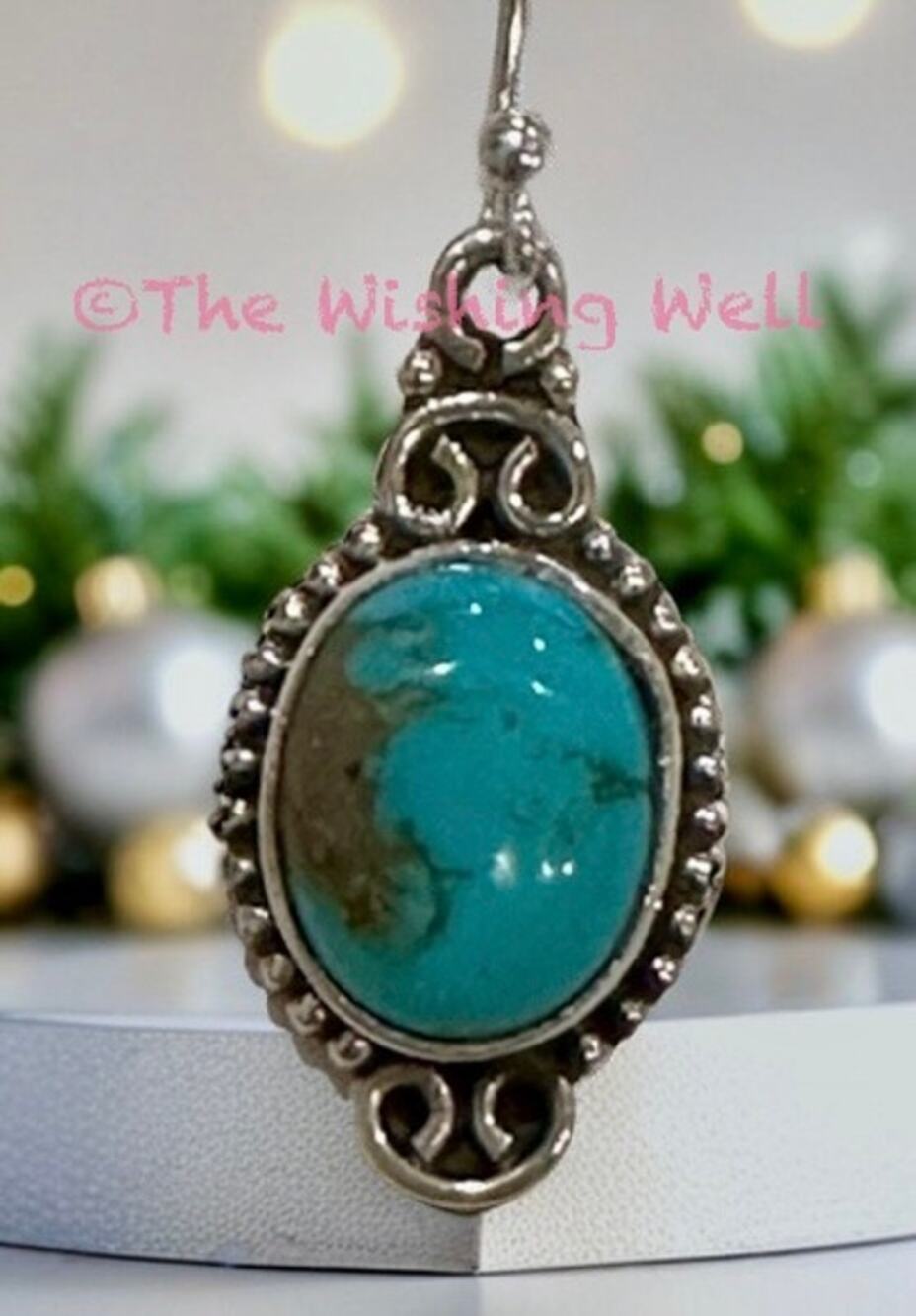 Sonoran Gold Turquoise Oval Dangle Southwestern Earrings Sterling Silver